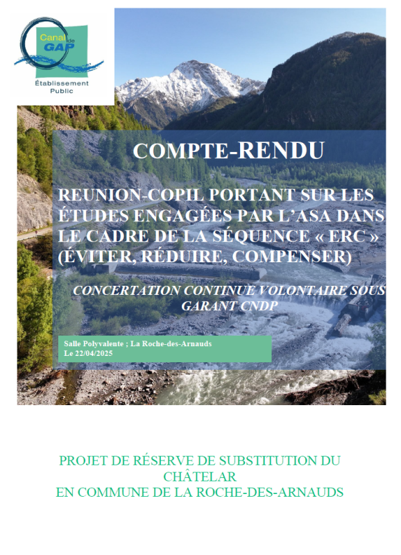COMPTE RENDU - RÉUNION - COPIL DU 22 AVRIL 2025 - PROJET DE RÉSERVE DE SUBSTITUTION DU CHÂTELAR