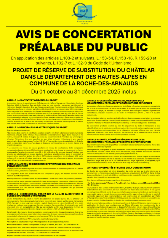 LANCEMENT PHASE DE CONCERTATION DU PUBLIC - CODE DE L'URBANISME