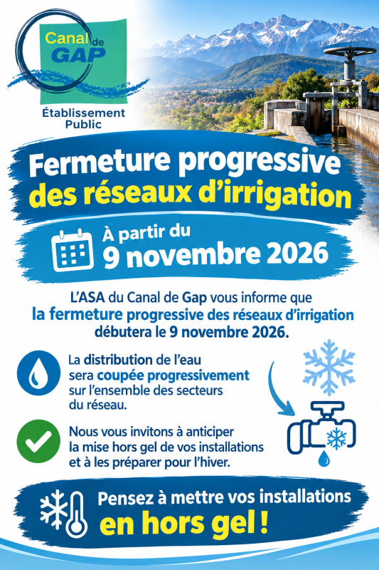 COUPURE TOTALE DES RESEAUX À PARTIR DU 9/11/2026